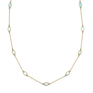 Marquis Aquamarine Channel Set Station Necklace