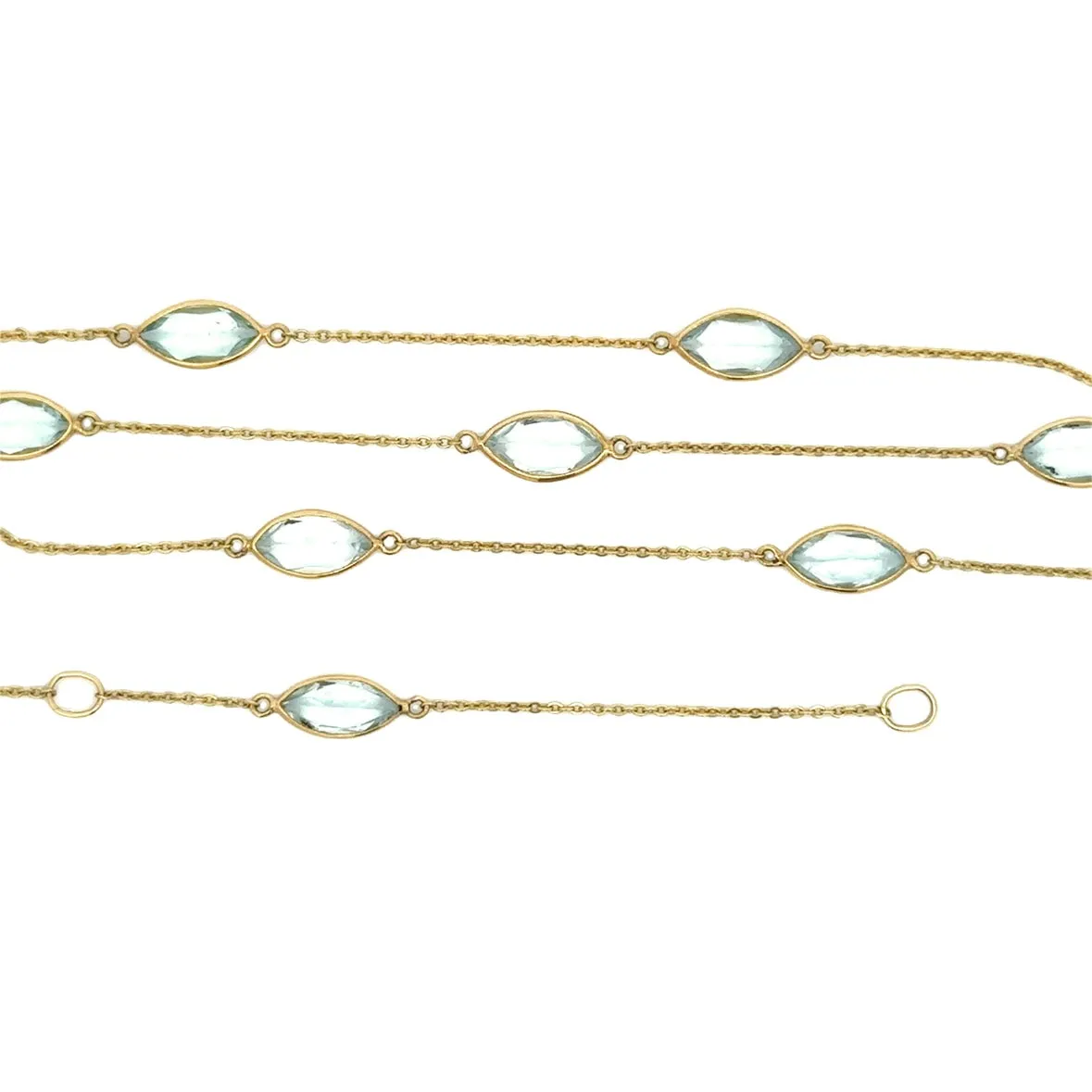 Marquis Aquamarine Channel Set Station Necklace