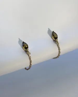 MARQUISE CHAIN STUDS | PERIDOT - 18K GOLD PLATING