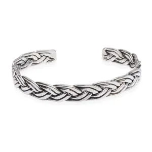 Men's 925 Sterling Silver Braied Bangle | Solid Silver Bracelet for Men
