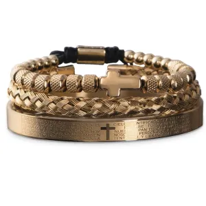 Men's Cross Bracelet <br> Padre Nuestro Set (3pcs)