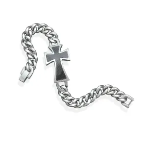 Mens Cross  Bracelet with Carbon Fiber Stainless Steel
