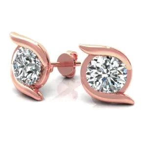 Mesmerizing 0.25CT Round Cut Diamond Stud Earrings in 14KT Rose Gold