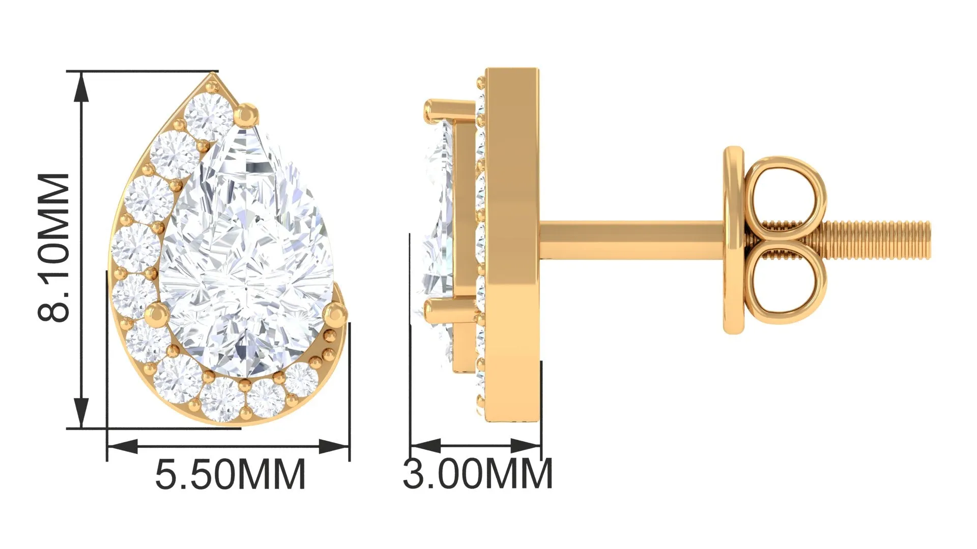 Minimal Lab Grown Diamond Teardrop Stud Earrings