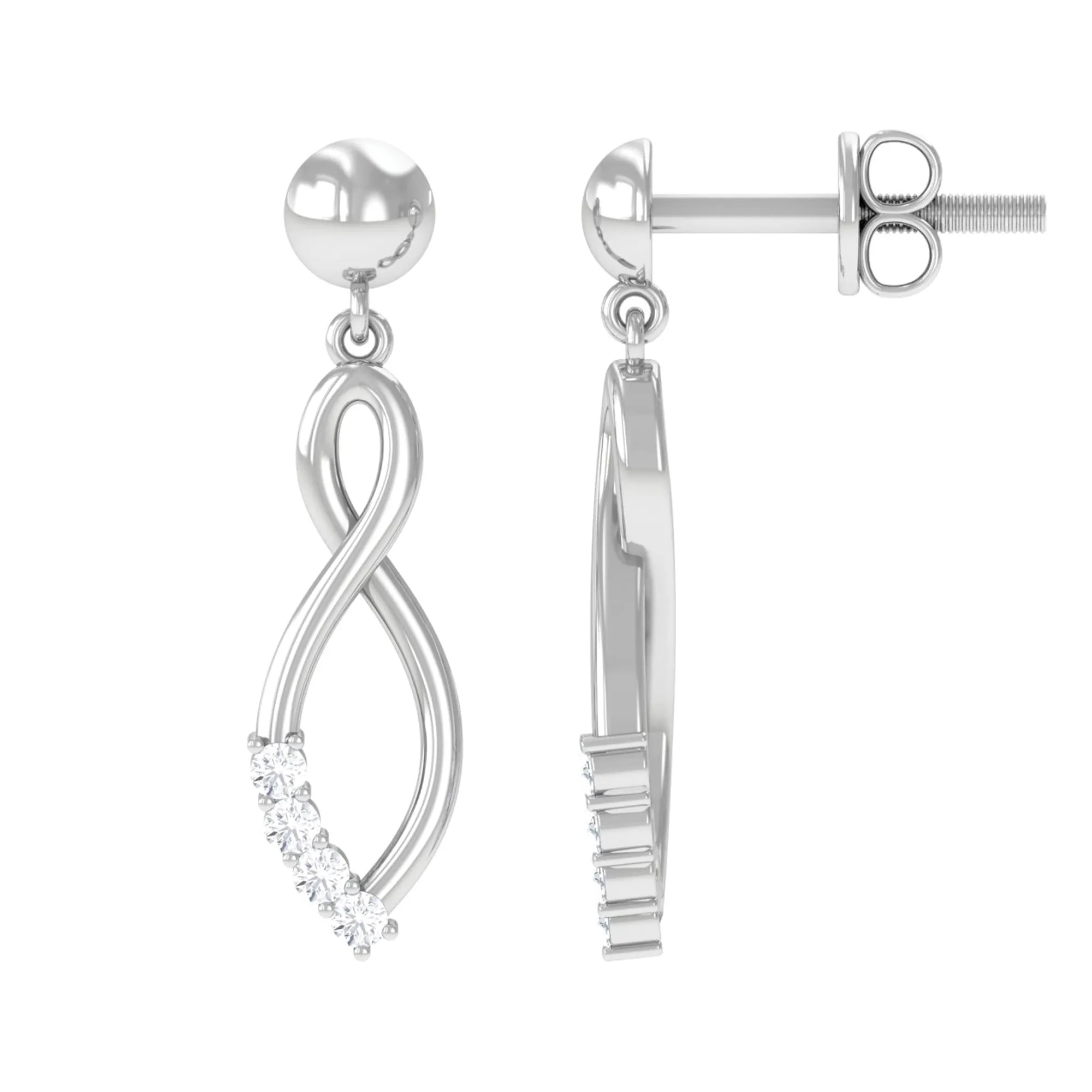Minimal Moissanite Infinity Dangle Stud Earrings