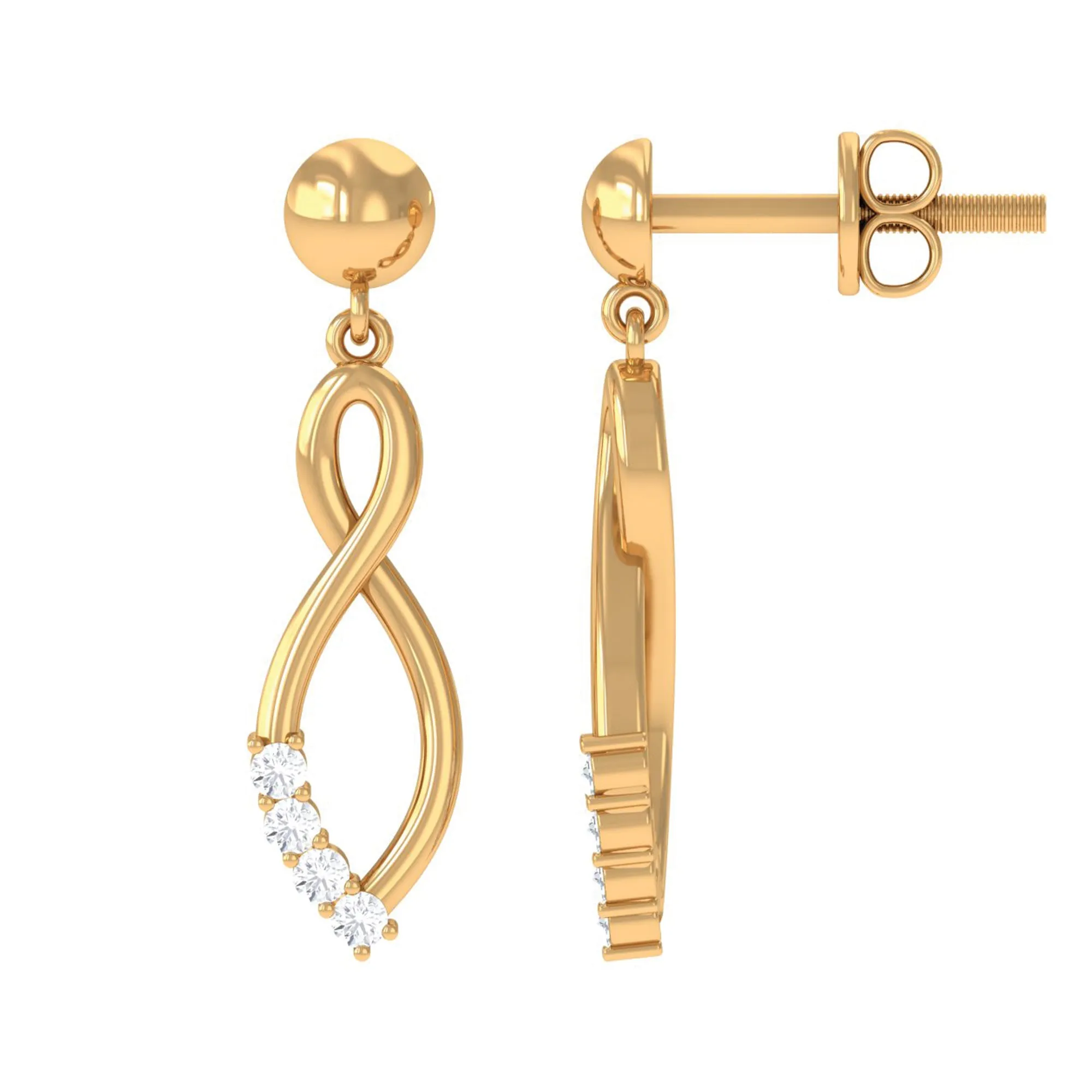Minimal Moissanite Infinity Dangle Stud Earrings