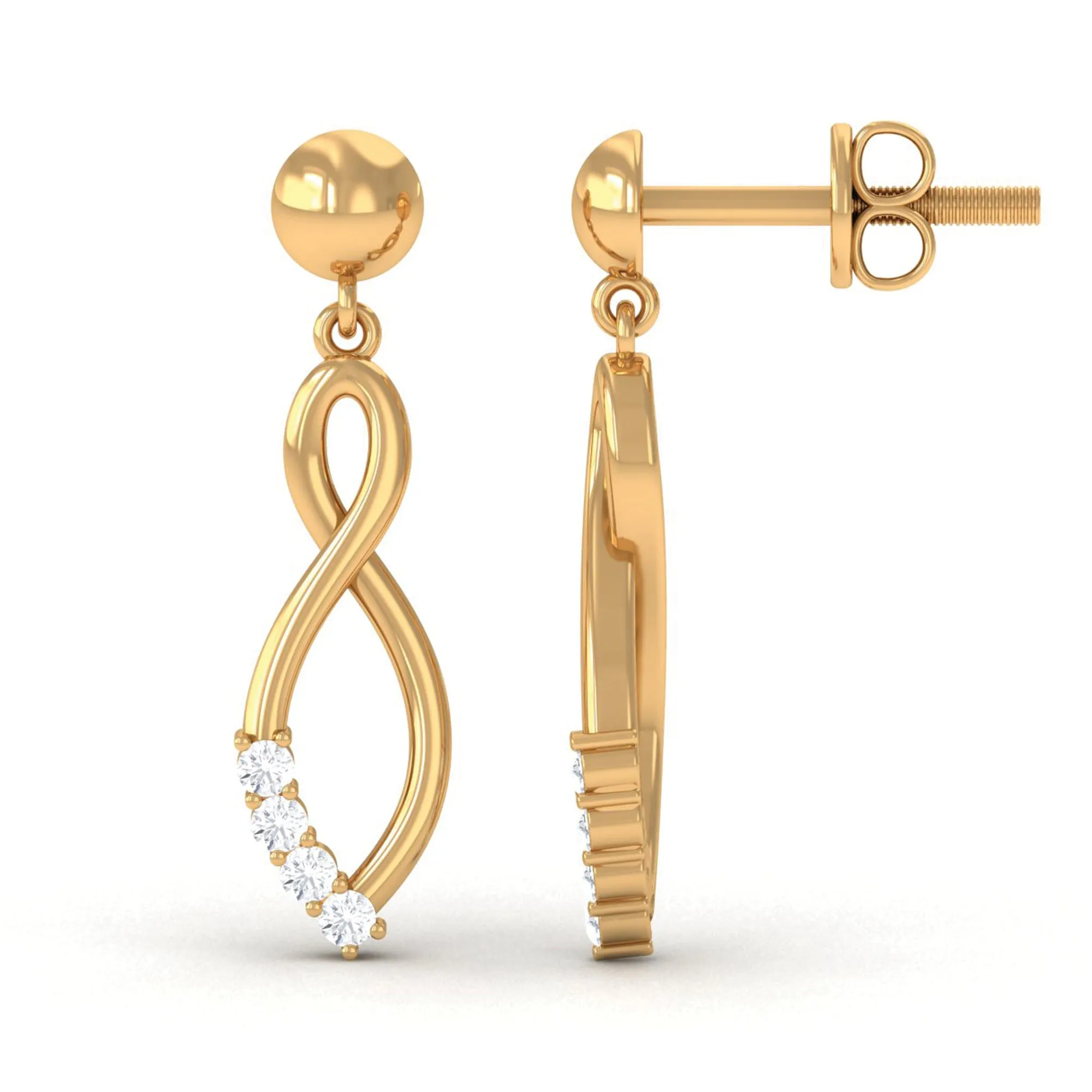 Minimal Moissanite Infinity Dangle Stud Earrings