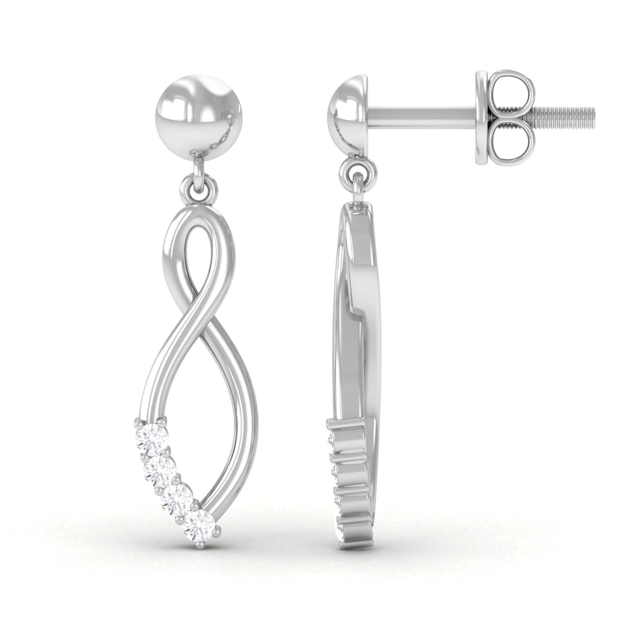 Minimal Moissanite Infinity Dangle Stud Earrings