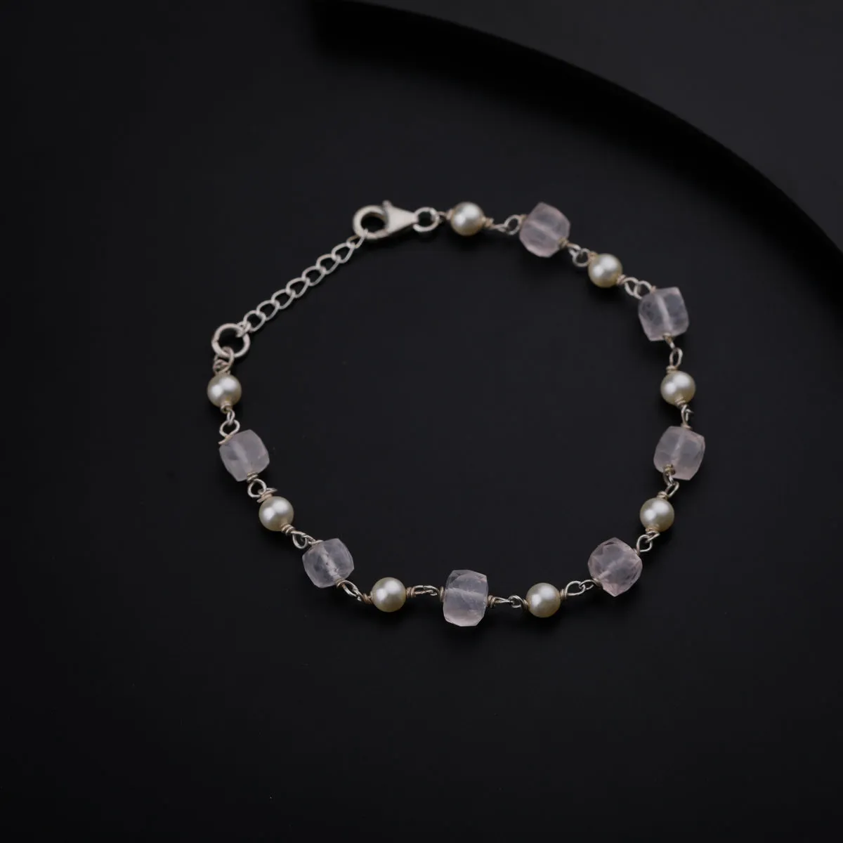 Moonstone and Pearl Silver Bracelet