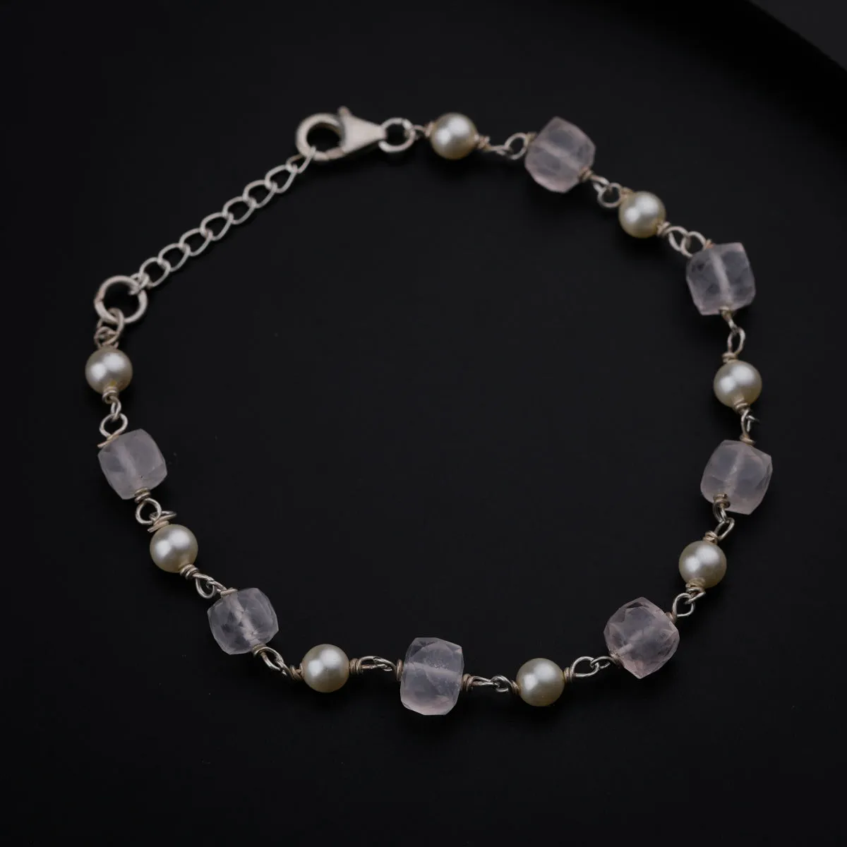 Moonstone and Pearl Silver Bracelet
