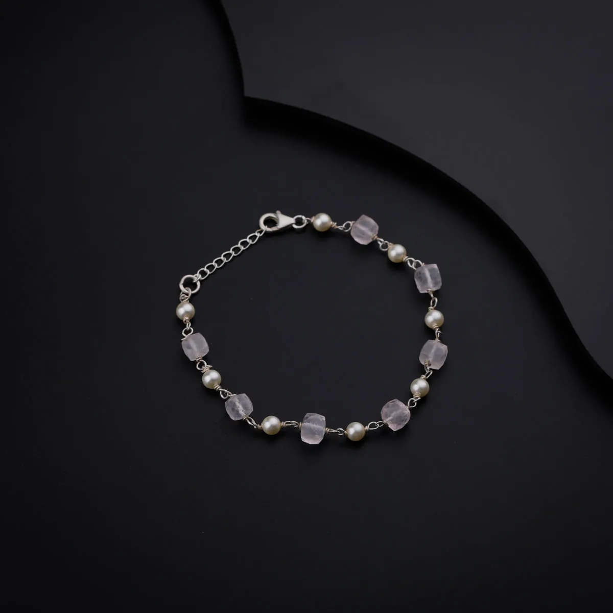 Moonstone and Pearl Silver Bracelet