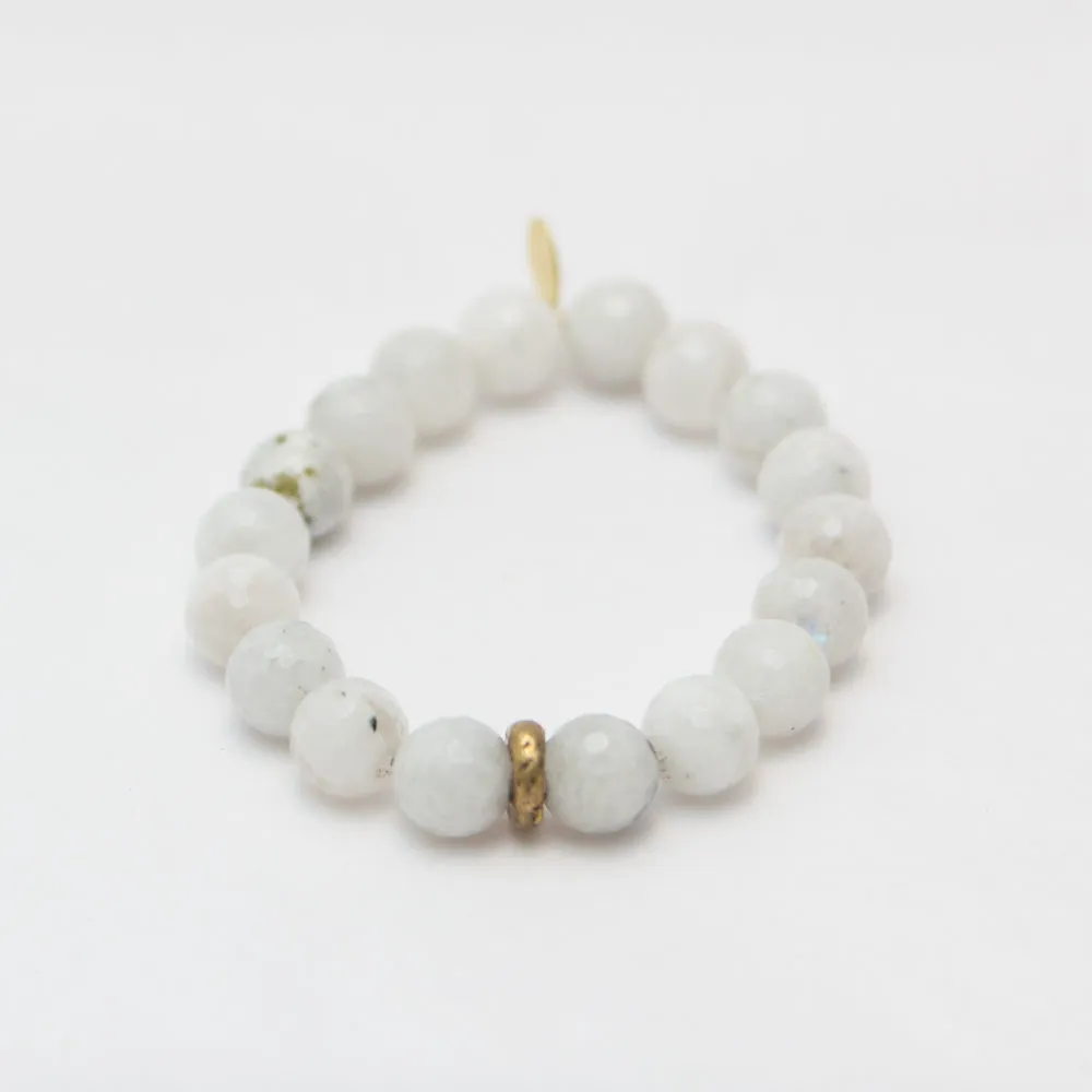 Moonstone Crystal Bracelet | Brass Ring