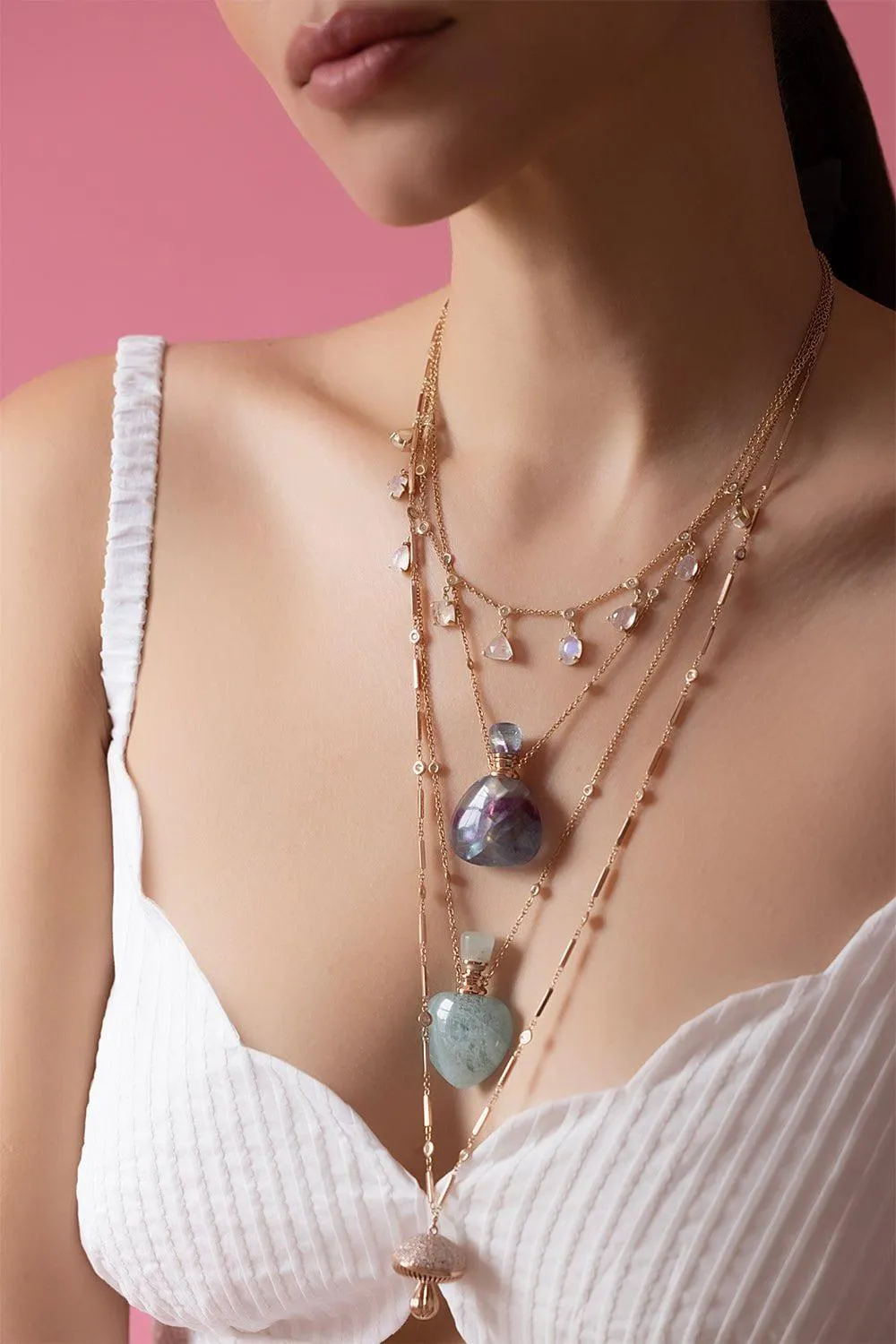 Moonstone Diamond Shaker Necklace