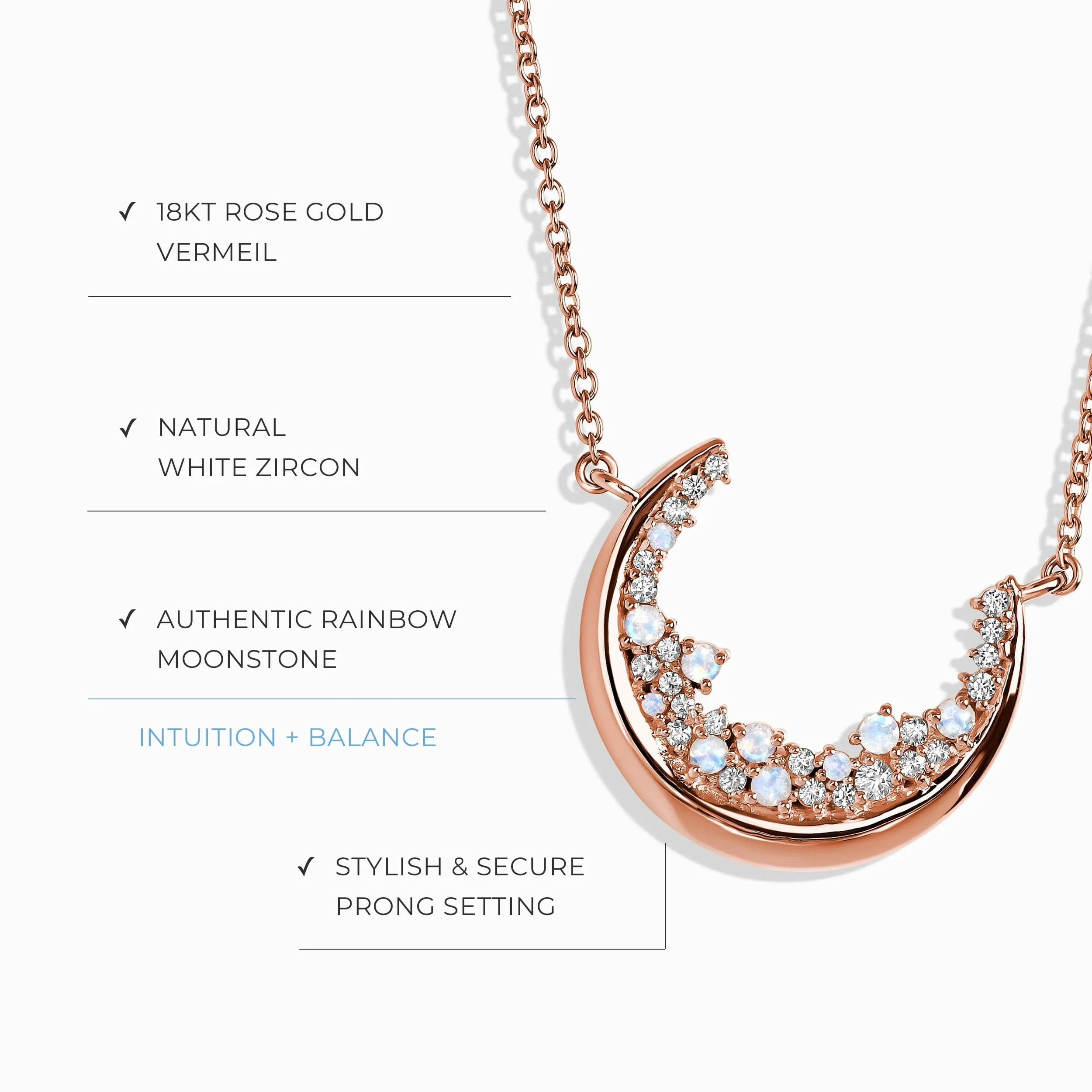 Moonstone White Zircon Necklace - Lush Luna