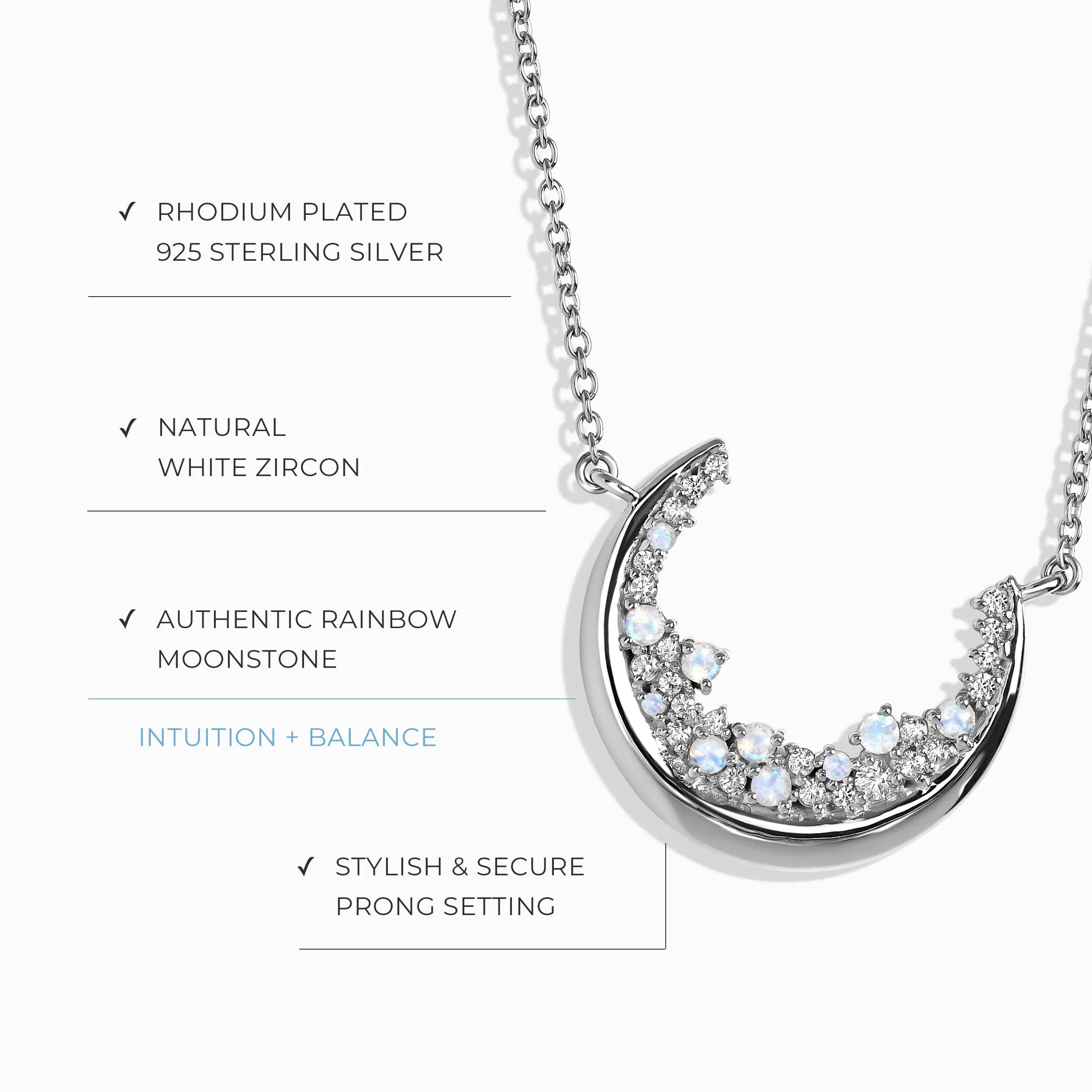 Moonstone White Zircon Necklace - Lush Luna