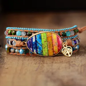 Multilayers Jaspers Beaded Chakra Bracelet