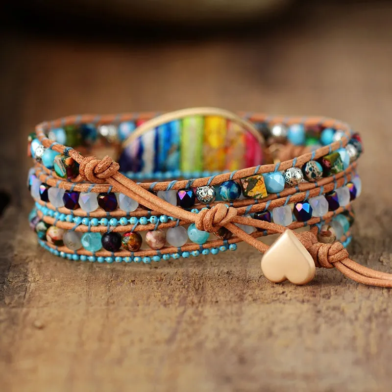 Multilayers Jaspers Beaded Chakra Bracelet