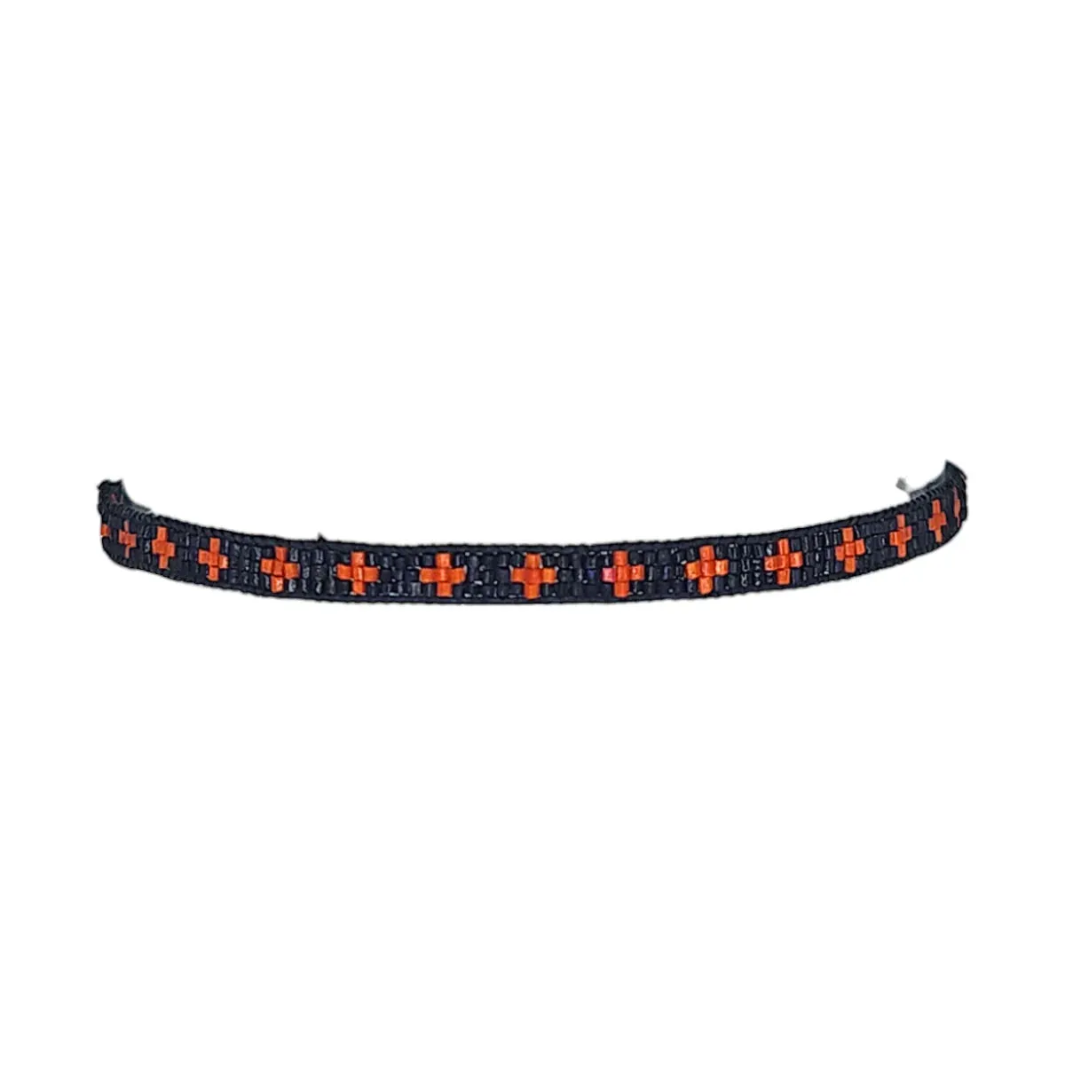 Narrow Cross Bracelet - Navy And Coral