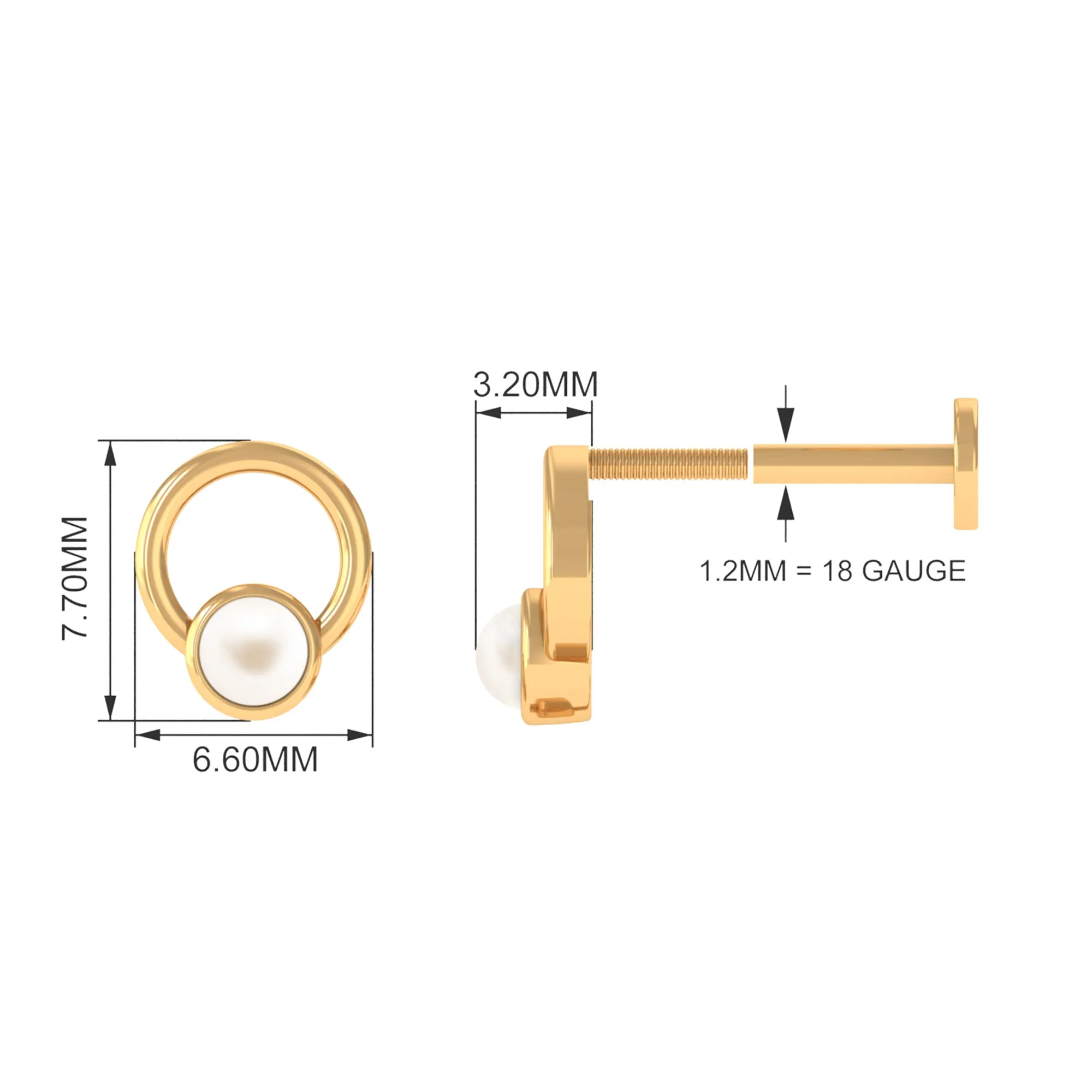 Natural Freshwater Pearl Open Circle Helix Earring