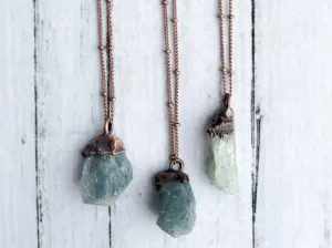 Natural gemstone necklace | Untreated aquamarine jewelry