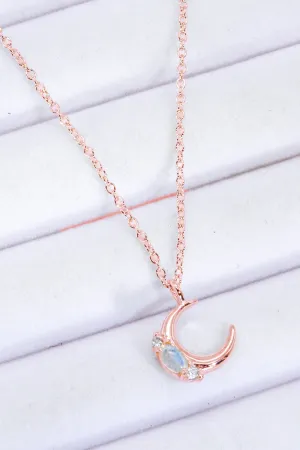 Natural Moonstone Moon Pendant Necklace