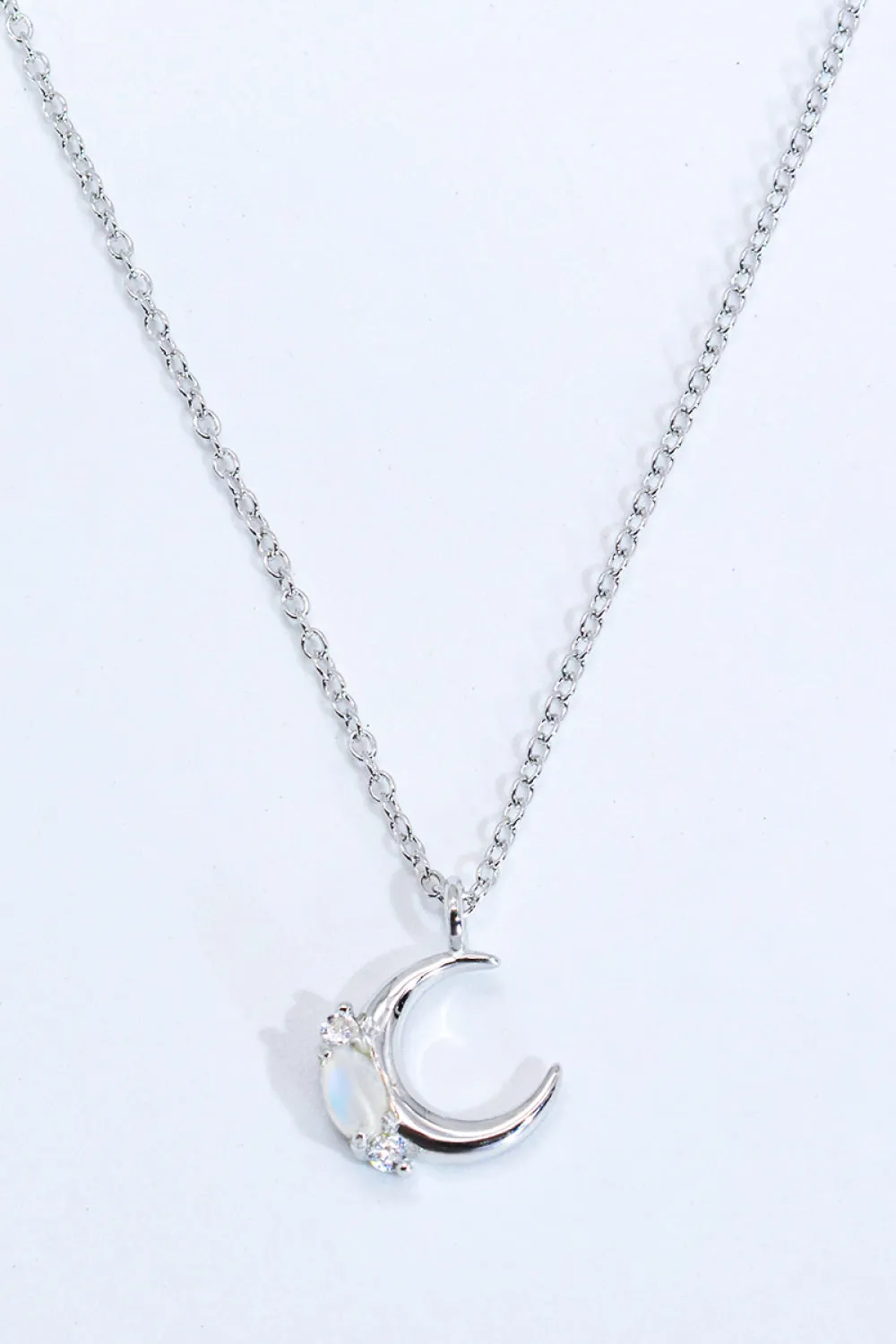 Natural Moonstone Moon Pendant Necklace