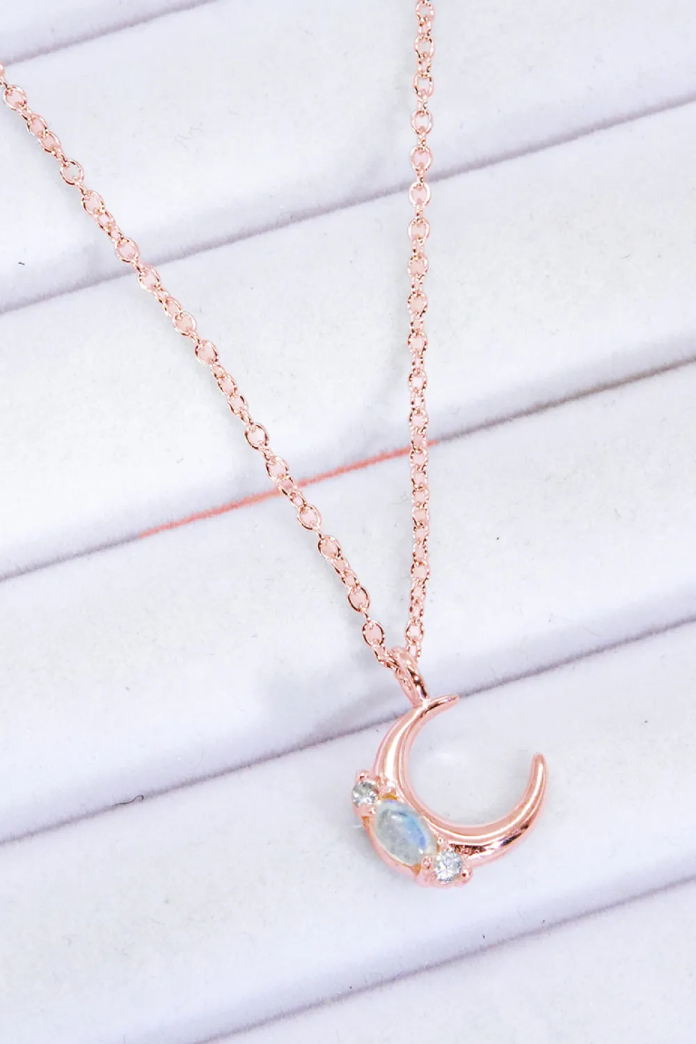 Natural Moonstone Moon Pendant Necklace