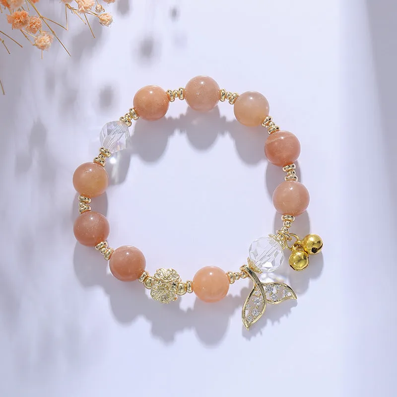 Natural Orange Moonstone Crystal Bracelet Fishtail