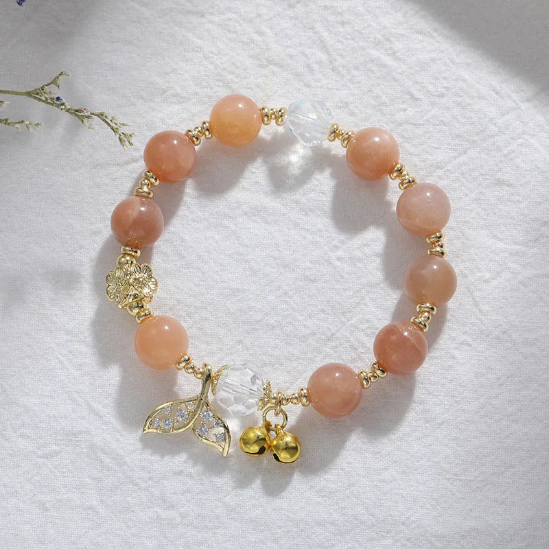 Natural Orange Moonstone Crystal Bracelet Fishtail