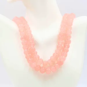 Natural Quartzite Necklace Peach Quartz Necklace Pink Quartz Quartzite Gemstone Beaded Necklace Layered Quartzite Necklace SKU 6142915