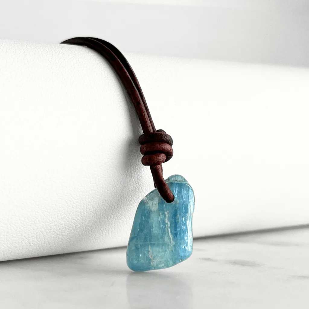 Natural Small Aquamarine Gemstone Pendant Necklace - Tranquil Waters