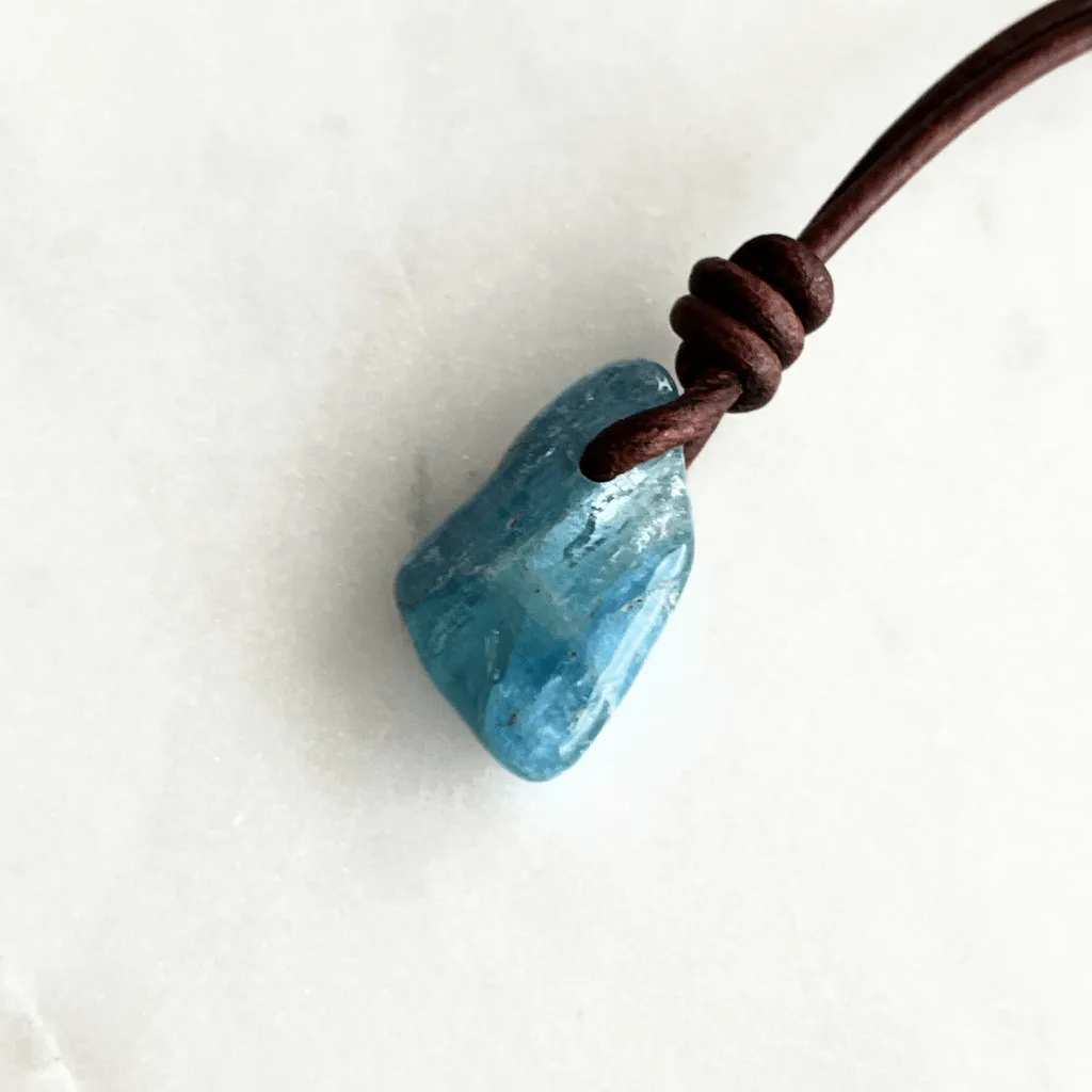 Natural Small Aquamarine Gemstone Pendant Necklace - Tranquil Waters