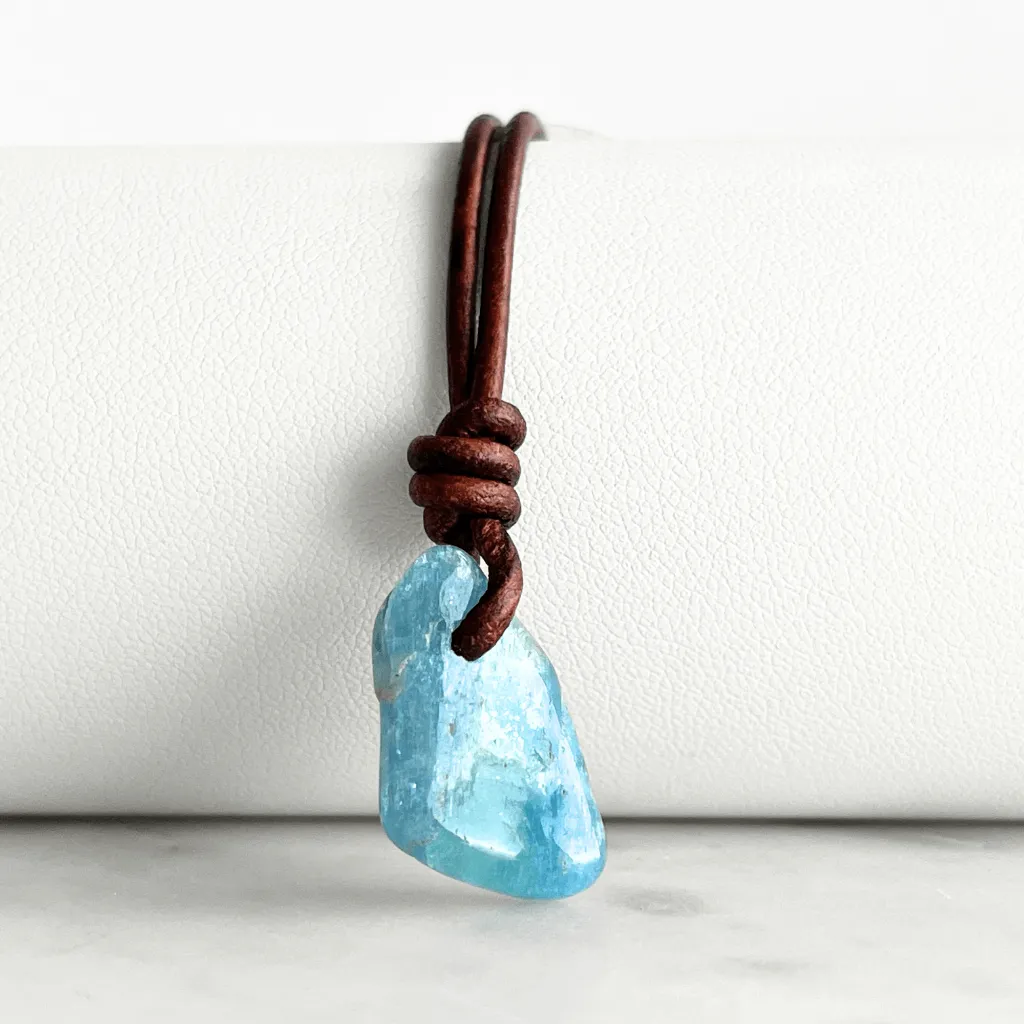 Natural Small Aquamarine Gemstone Pendant Necklace - Tranquil Waters