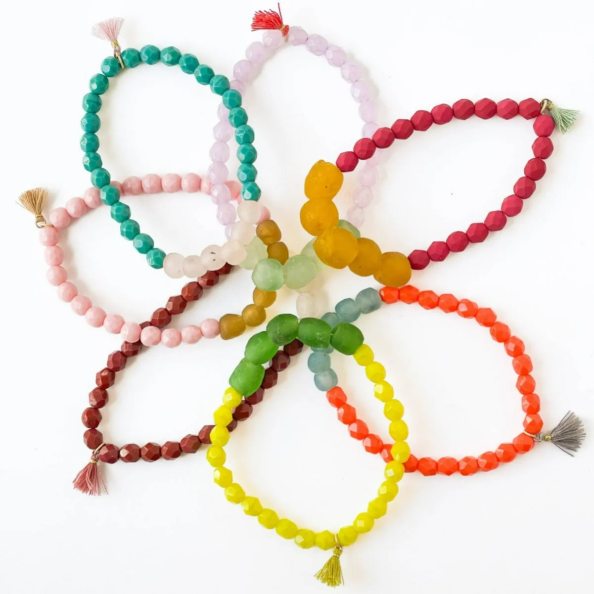 Nest Pretty Things | Recycled African Glass And Mixed Large Bead Bracelet: Chartreuse