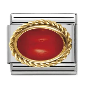 NOMINATION Link Gold with Coral Oval