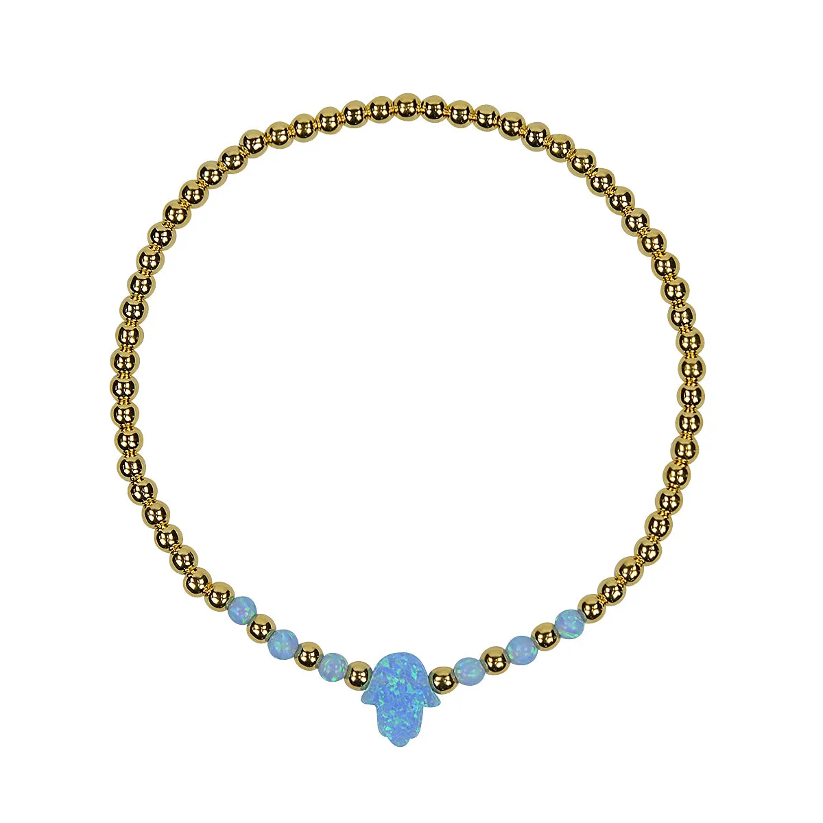 OPALITE HAMSA BEADED GOLD BRACELET