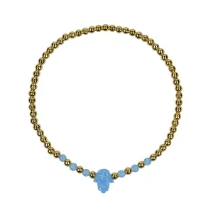 OPALITE HAMSA BEADED GOLD BRACELET