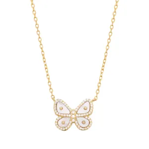 Pavé Pearl Butterfly Necklace