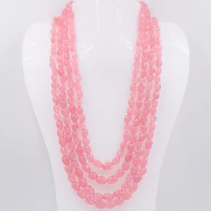 Peach Quartz Necklace Beaded Necklace Quartz Necklace Layered Necklace Pink Quartz Long Necklace Quartz Necklace Indian Necklace SKU 6143284