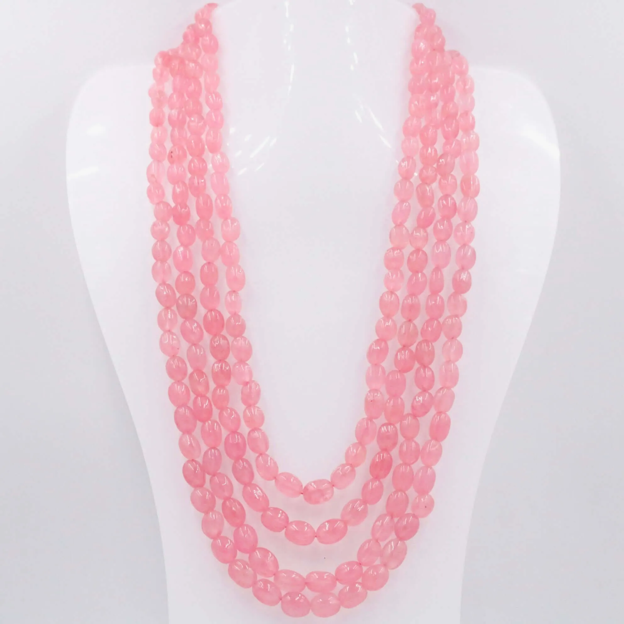 Peach Quartz Necklace Beaded Necklace Quartz Necklace Layered Necklace Pink Quartz Long Necklace Quartz Necklace Indian Necklace SKU 6143284