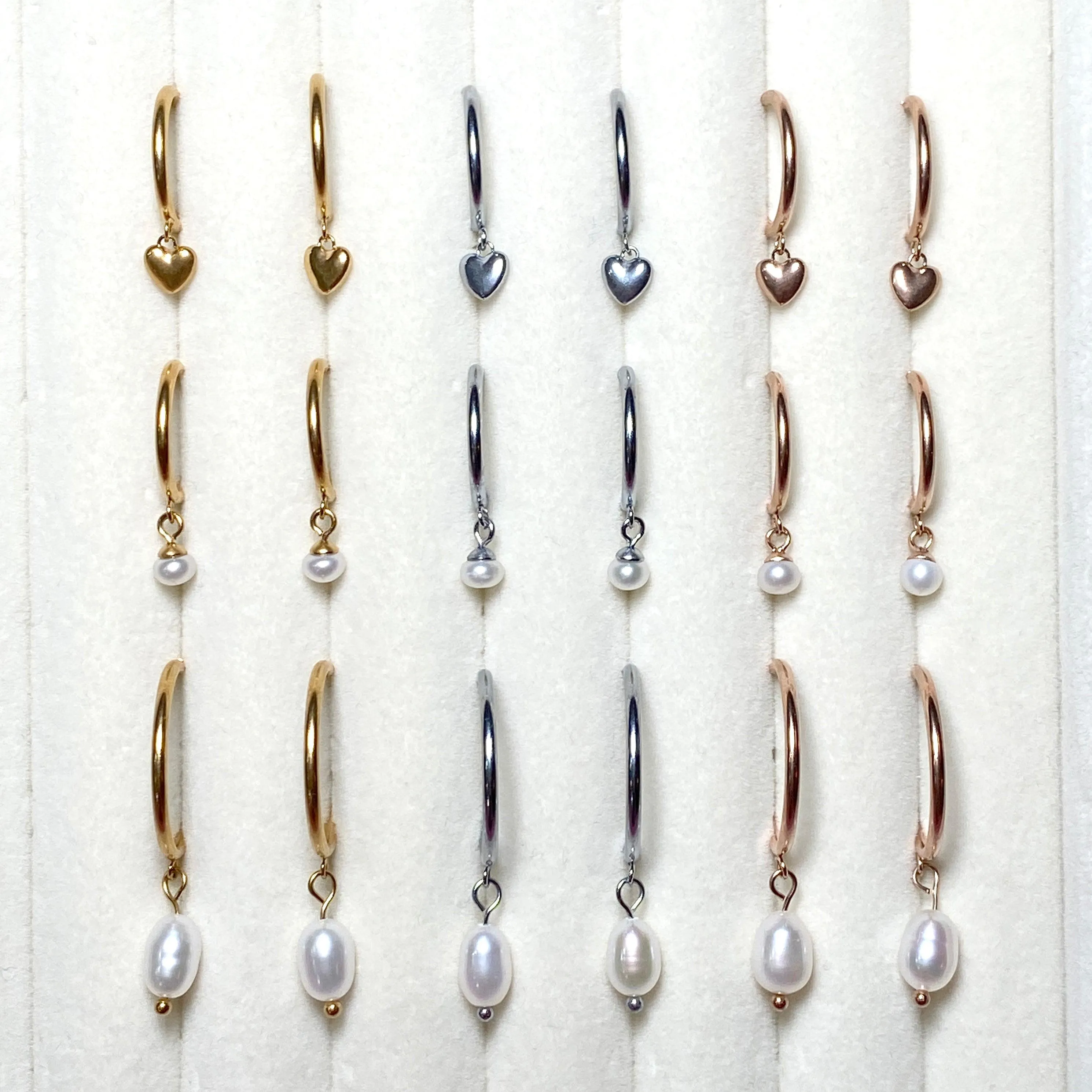 PEARL DANGLE SMALL HOOP CLIP-ON EARRINGS IN GOLD