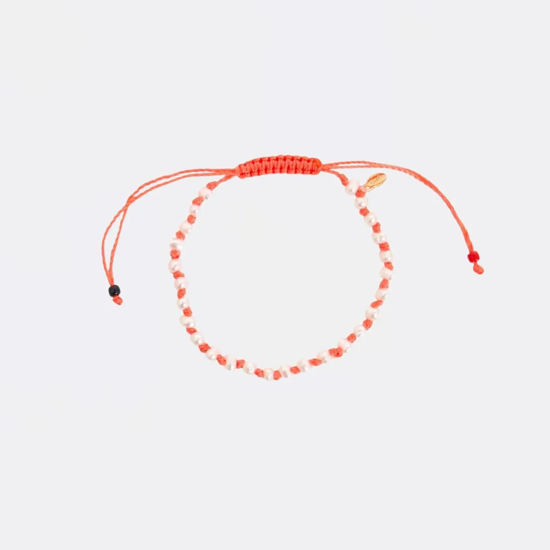 Petit Pearl Beaded Bracelet (Coral   Cream)