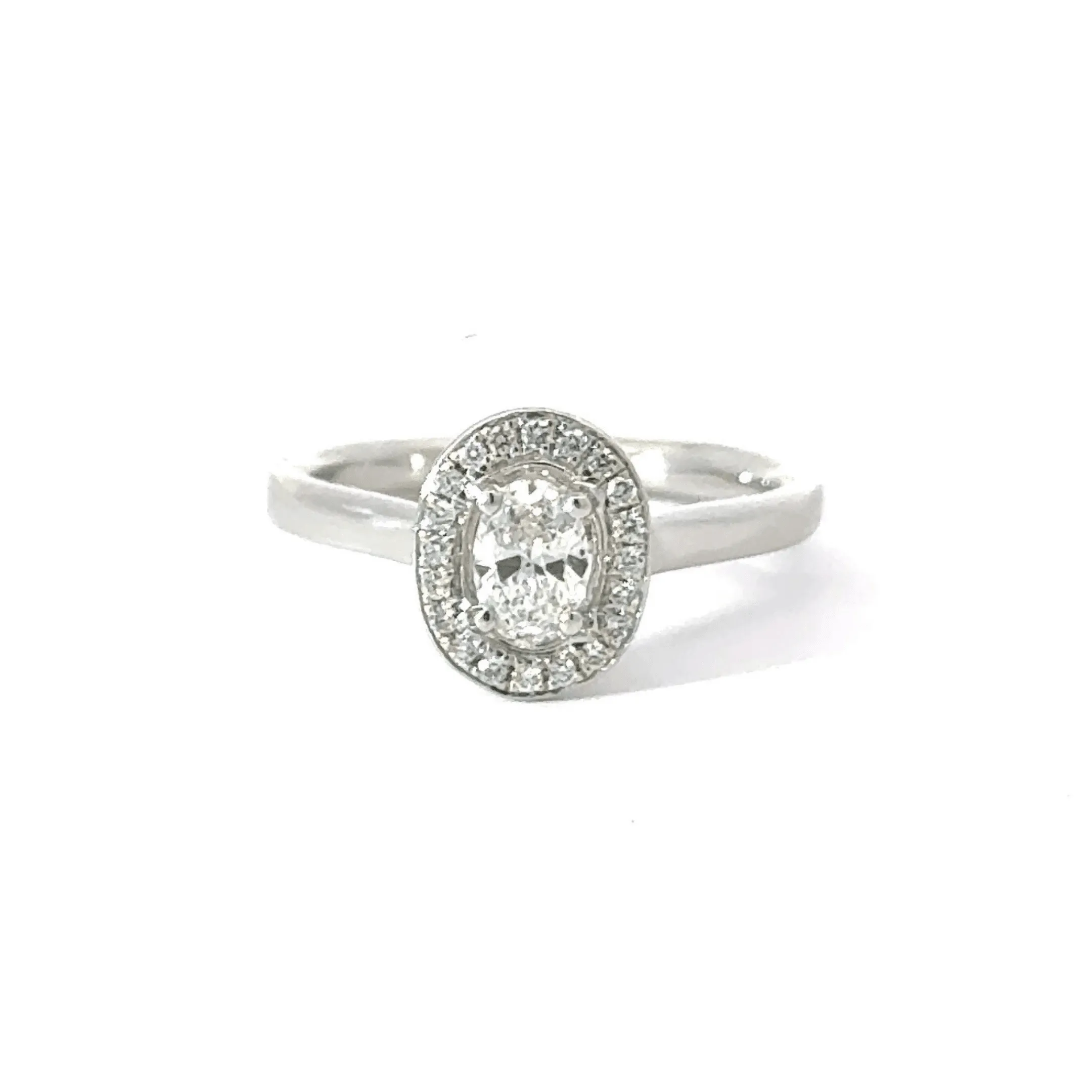 Platinum Diamond Oval Halo Ring