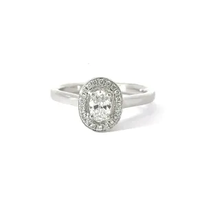 Platinum Diamond Oval Halo Ring