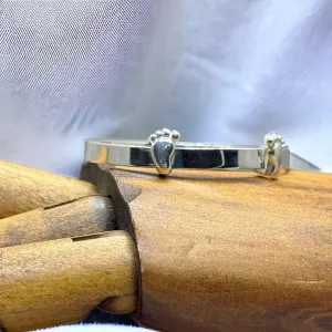 Precious Moments - Sterling Silver Expandable Baby Bangle With Foot Design.