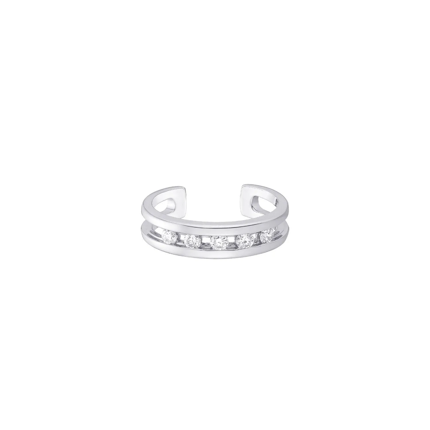Prong Set 5 Diamond Toe Ring ( 2 Colors )