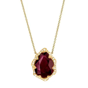 Queen Water Drop Natural Ruby Necklace with Full Pavé Halo
