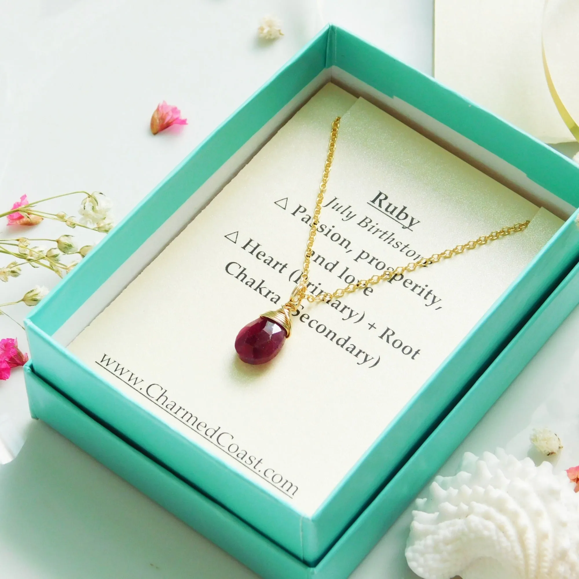 Raw Ruby Drop Necklace