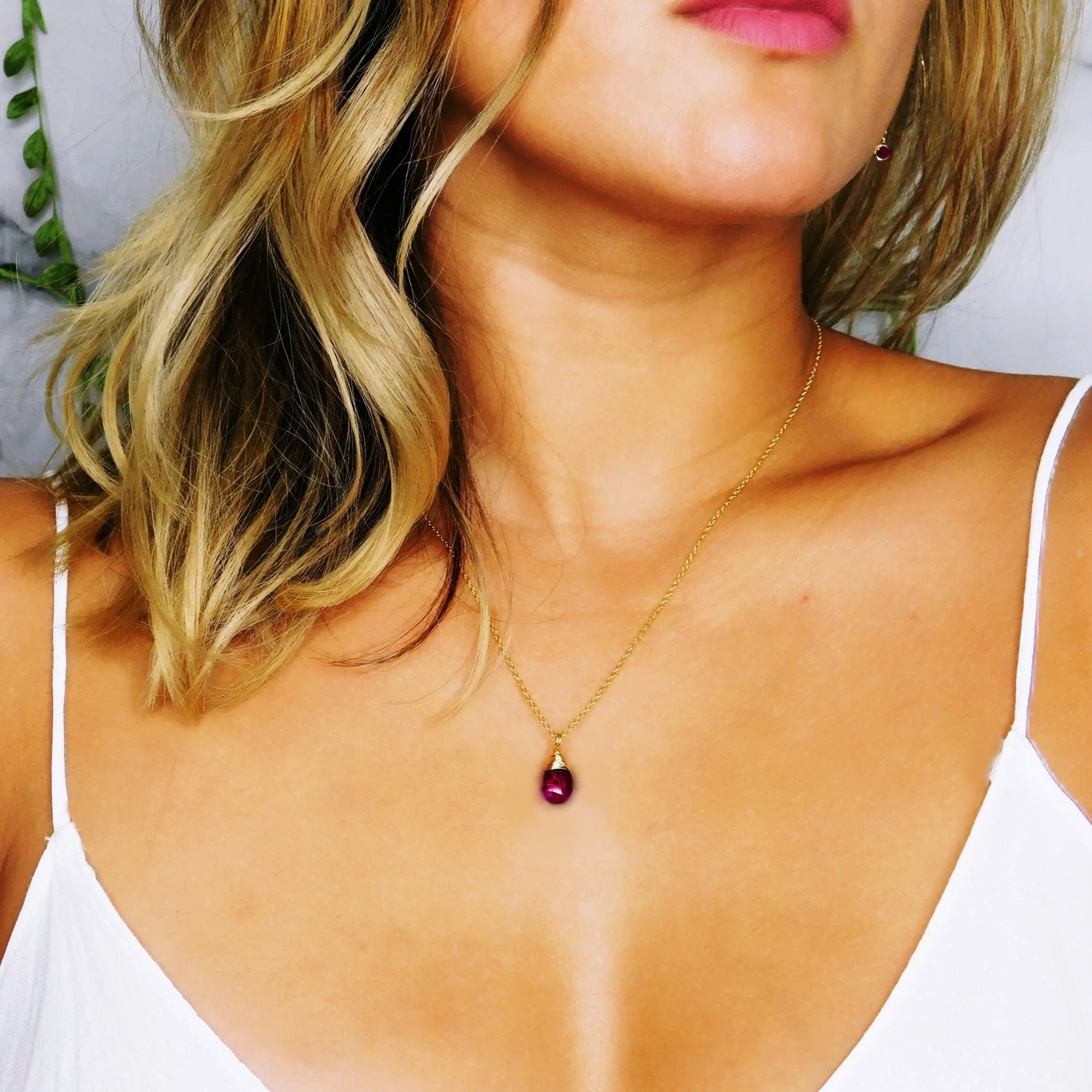 Raw Ruby Drop Necklace