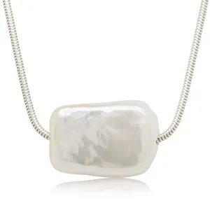 Rectangular Freshwater Pearl Pendant - Sterling Silver
